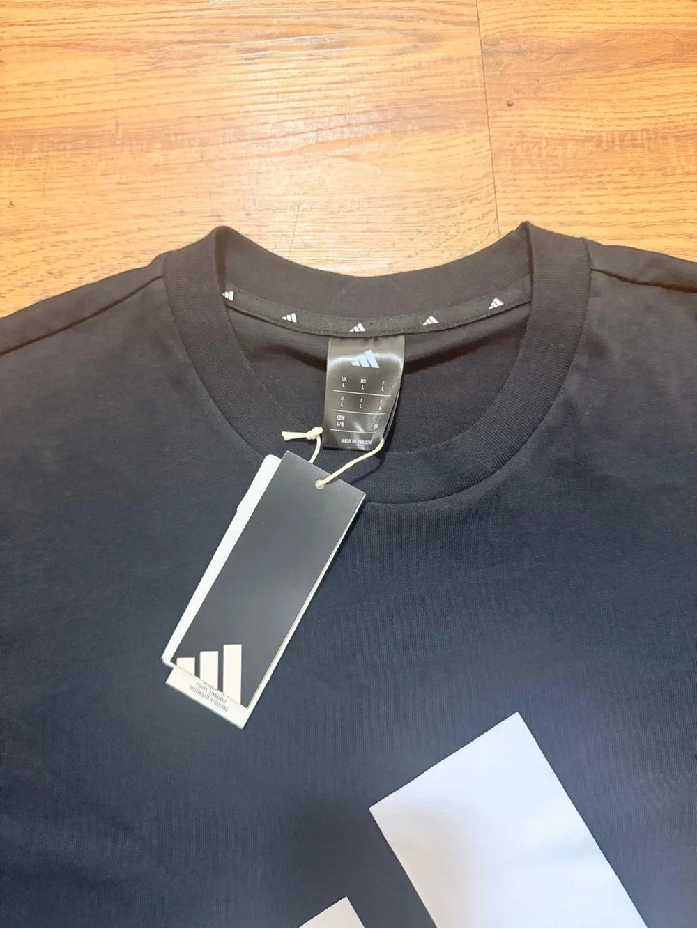 adidas Black Short-Sleeve Tee with Large Gray Logo